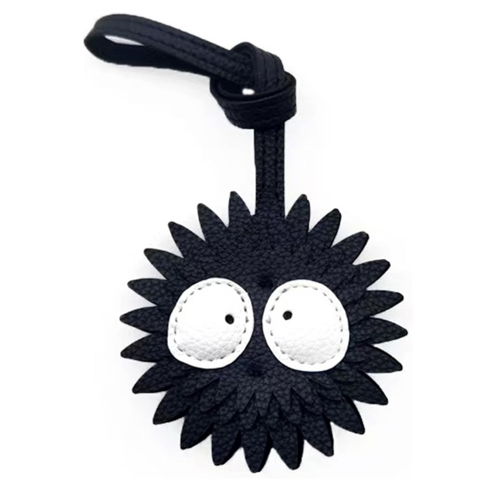NEW Bag Charm Soot Sprite Dust Bunny Black Leather Keychain Eyes Spirited Away - Picture 2 of 13